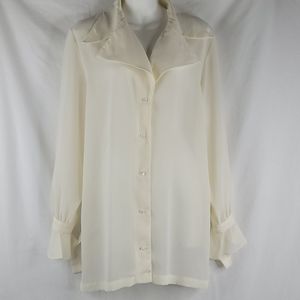 San Andre vintage sheer long sleeve top sz Med